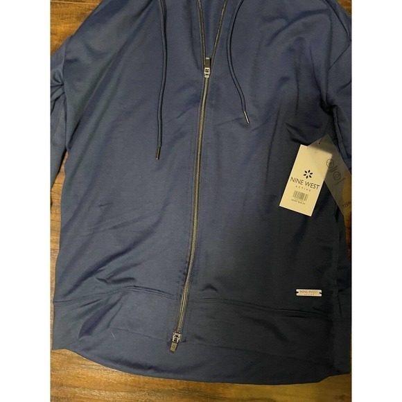 Nine West Active Blue Hoodie Jacket Top Zip Up Size Small NWT $68. - Picture 2 of 4